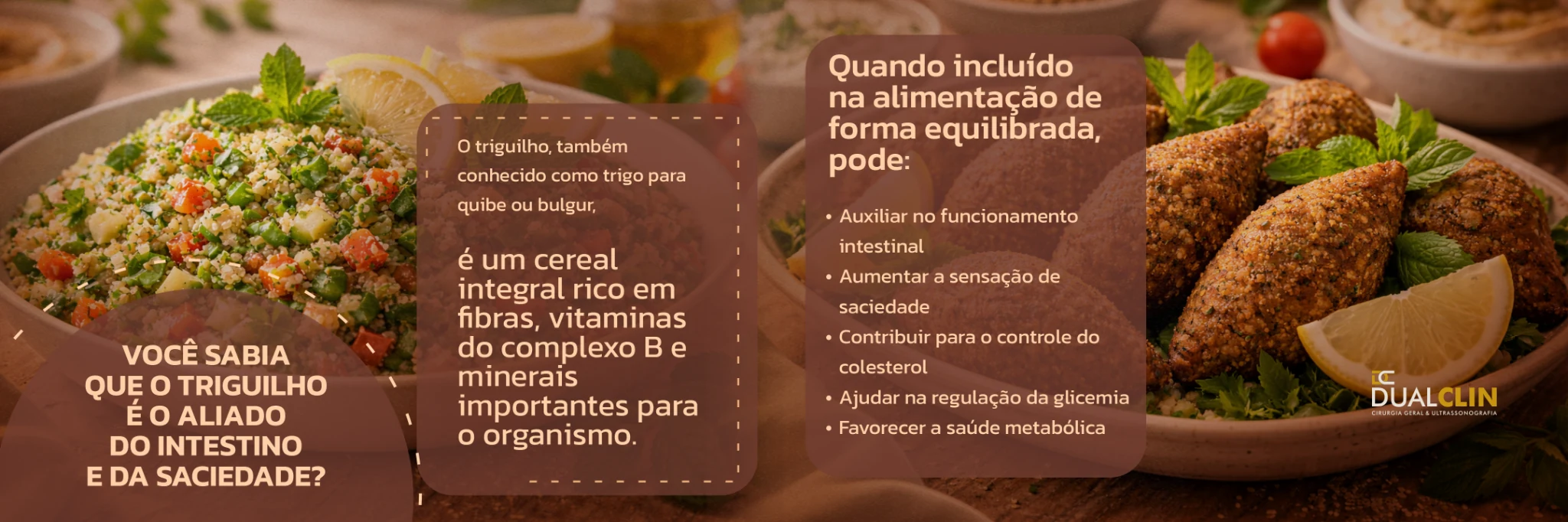 Conteúdo DualClin sobre triguilho e alimentação equilibrada