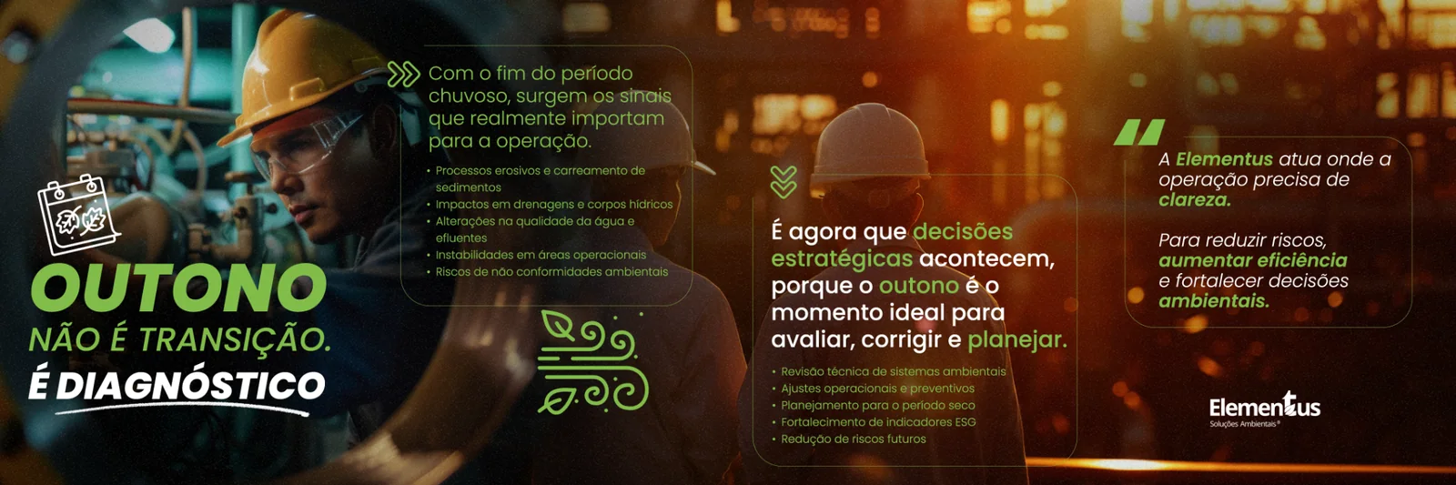 Carrossel da Elementus sobre diagnóstico ambiental no outono