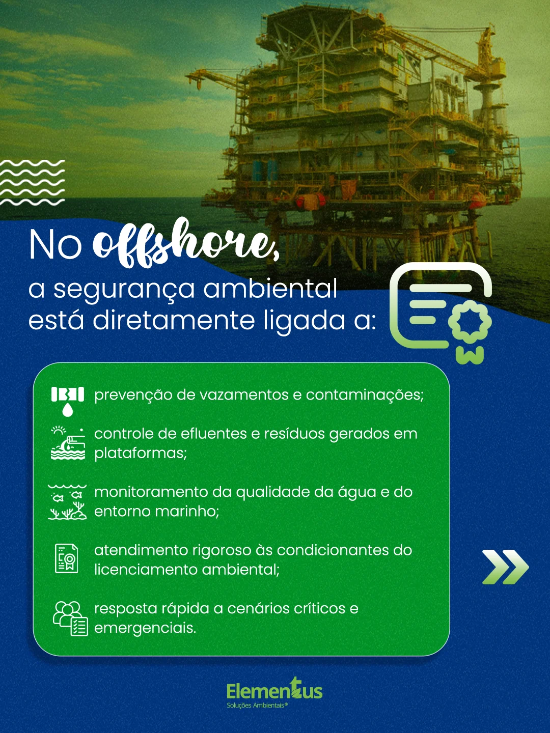 Post da Elementus sobre segurança ambiental no offshore