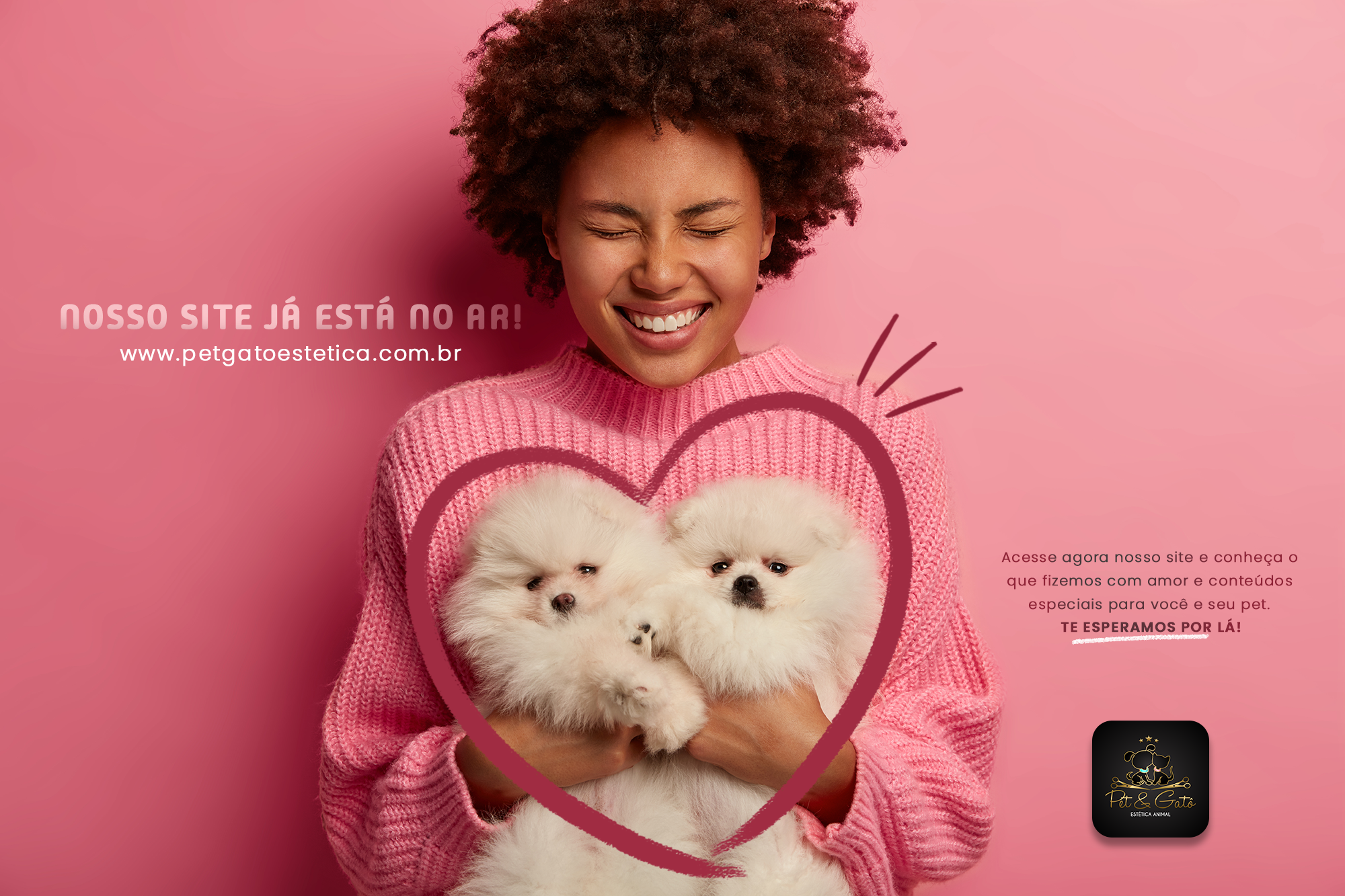 Site institucional da Pet & Gatô Estética Animal desenvolvido pela Agência Leão